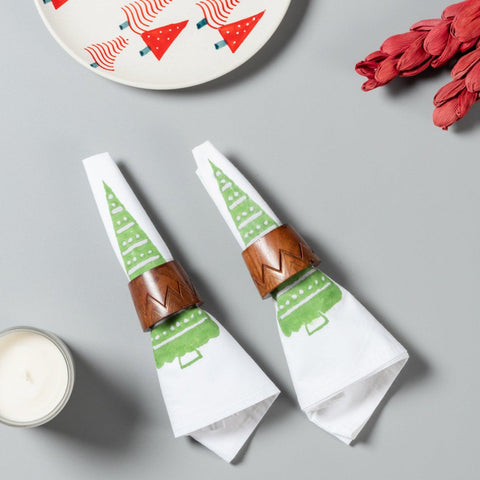 Christmas Tree Dinner Napkins Set of 2, 18x18, Green - Eyaas