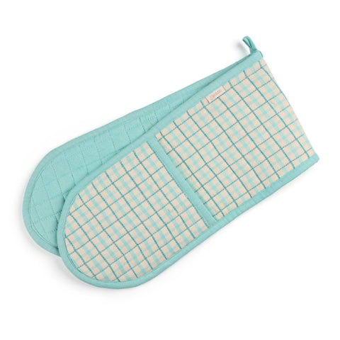 Woven Cotton Aqua Checks Double Pot Holder - Eyaas