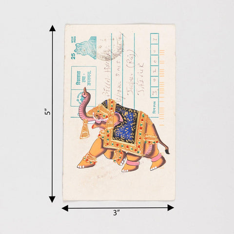 Elephant Miniature Painting on Postcard - 3x5 inches, Portrait - Eyaas