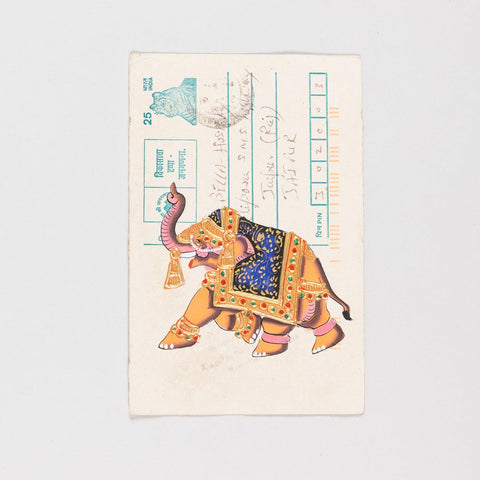 Elephant Miniature Painting on Postcard - 3x5 inches, Portrait - Eyaas