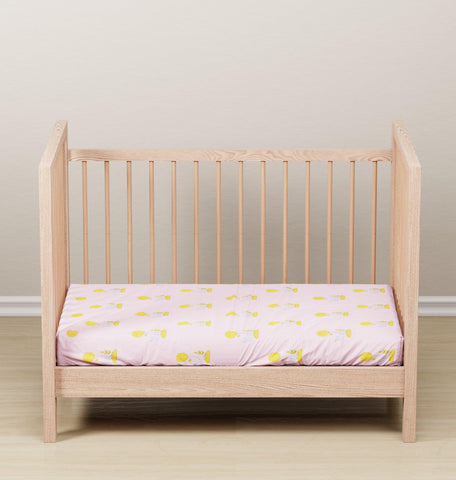 Tree Printed Baby Cot Bed Sheet & 1 Pillow, 40x40, Pink - Eyaas