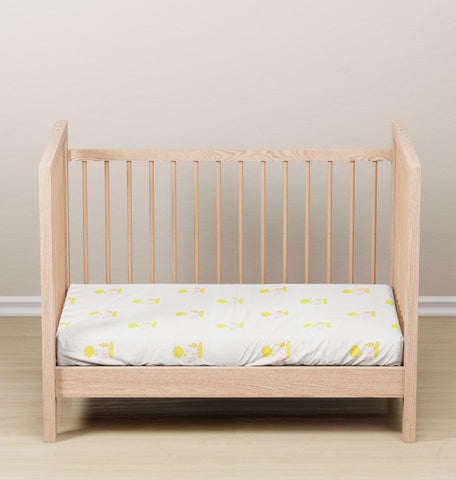 White Block Print Baby Cot Sheet 40x40 + Pillow - Eyaas