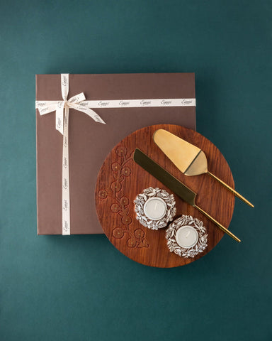 Platter, Cake Server Set, & Candle Holders Gift Hamper - Eyaas