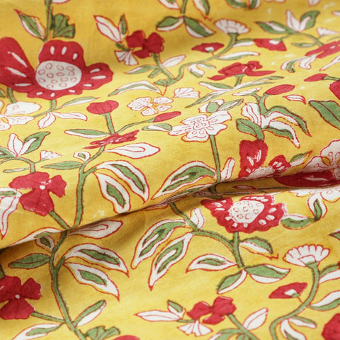 Block Printed King Size Cotton Duvet Cover, 90x108, Yellow - Eyaas