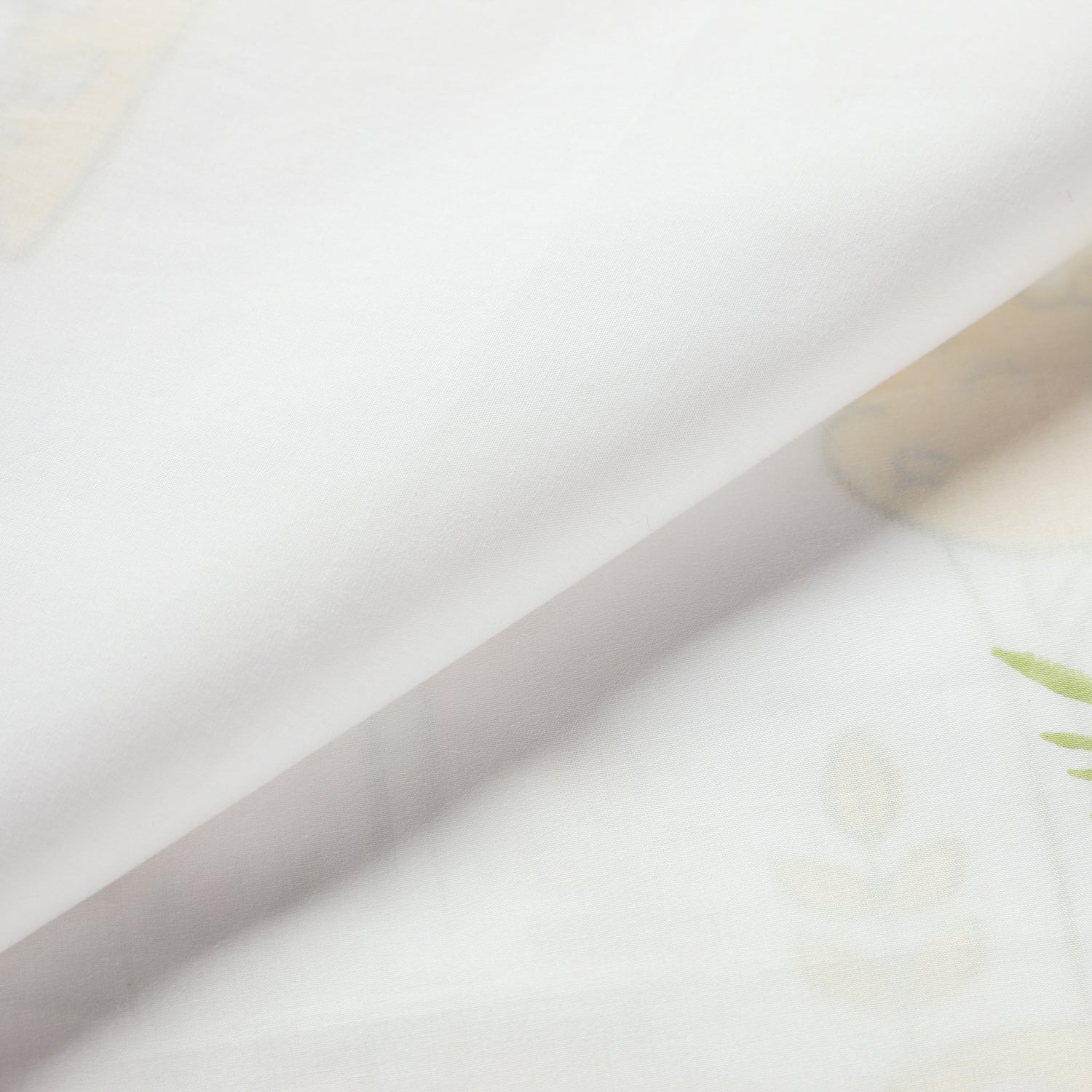 Block Printed Cotton Single Bedsheet - 60X90, White