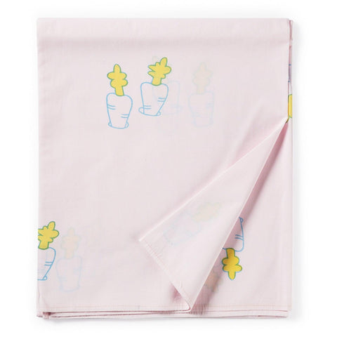 Carrot Block Printed Single Bedsheet, 60X90, Pink - Eyaas