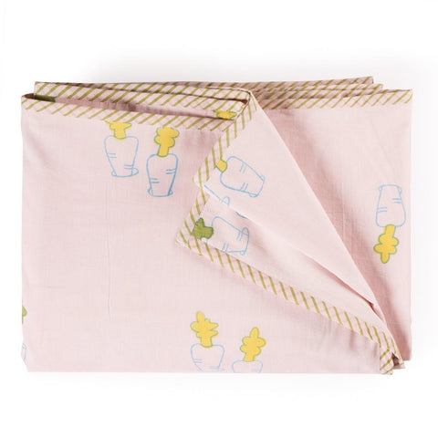 Carrot Block Printed Cotton AC Dohar, 60 x 90, Pink - Eyaas