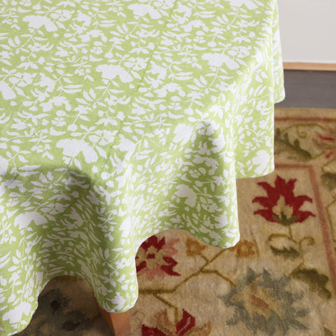 Block Printed Round Table Cloth - Green - Eyaas