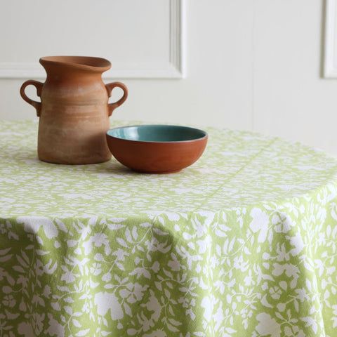 Block Printed Round Table Cloth - Green - Eyaas