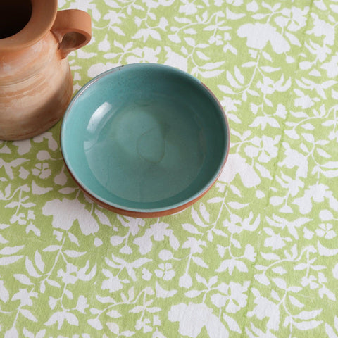 Block Printed Round Table Cloth - Green - Eyaas