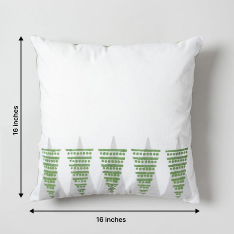 Green & Grey Christmas Tree Block Print Cushion 16x16 - Eyaas