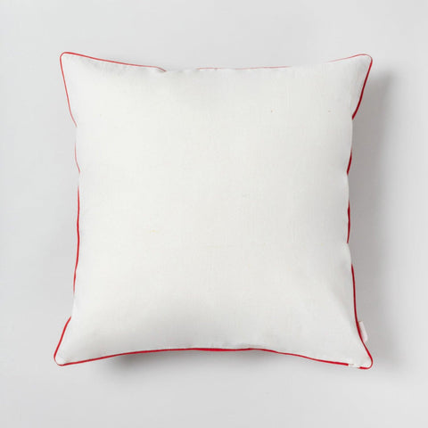 Red & Grey Christmas Tree Block Printed Cushion Cover 18x18 - Eyaas