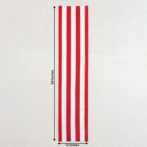 Red and White Striped Cotton Patchwork Table Runner - Eyaas