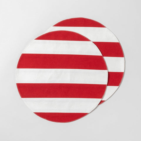 Red and White Set of 2 Cotton Patchwork Table Mat - 13x13 - Eyaas