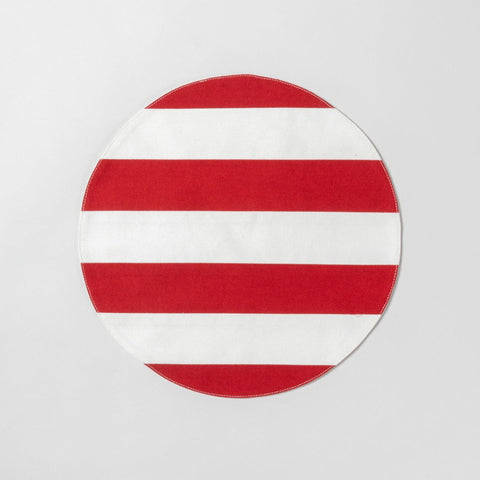 Red and White Set of 2 Cotton Patchwork Table Mat - 13x13 - Eyaas