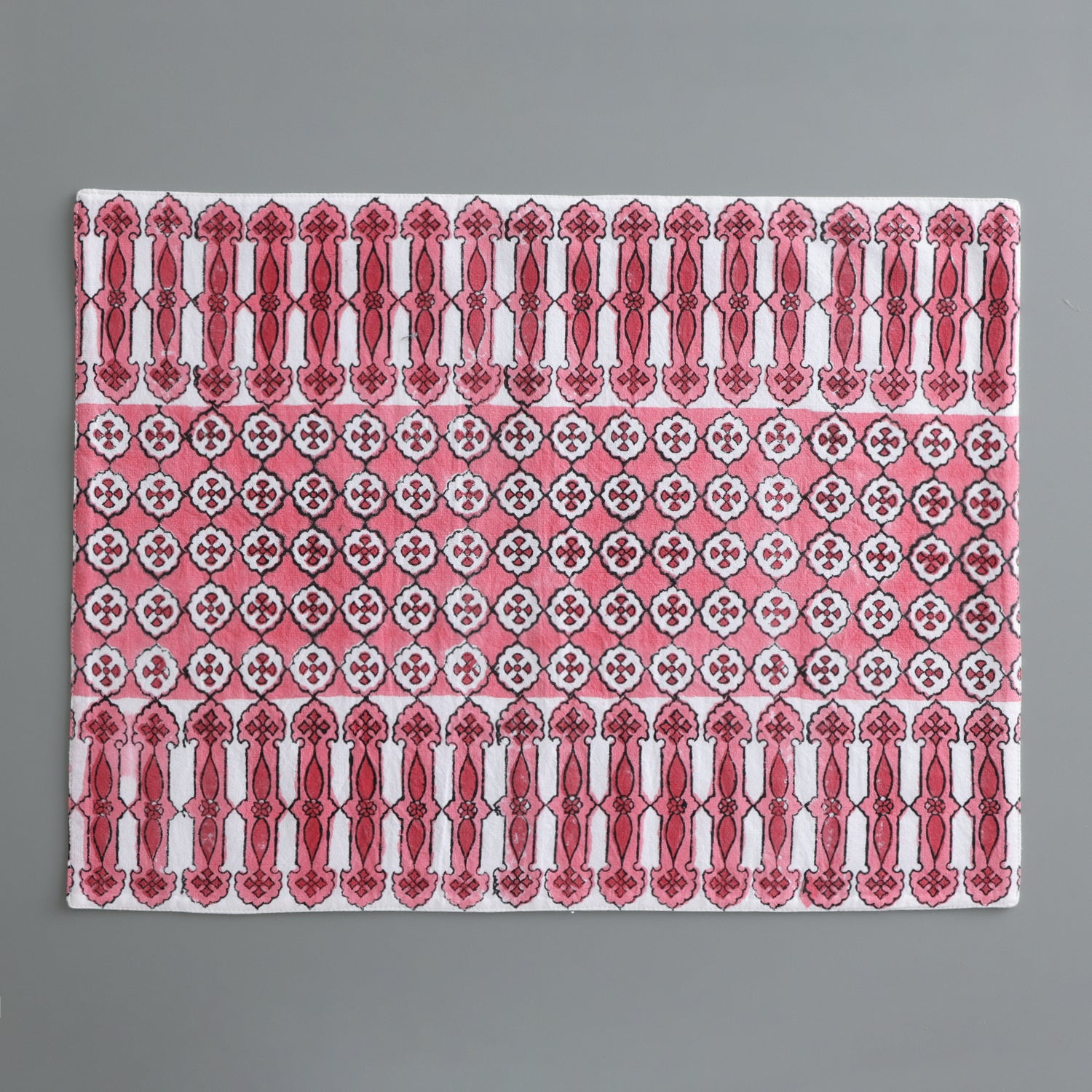 Block Printed Cotton Table Placemat Set of 2 - Pink