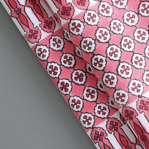 Block Printed Cotton Table Placemat Set of 2 - Pink - Eyaas