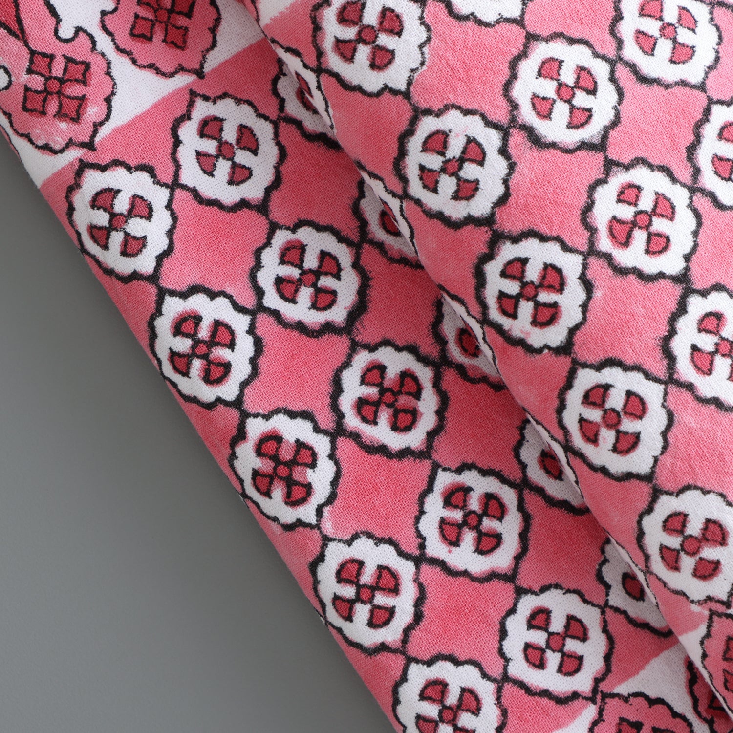 Block Printed Cotton Table Placemat Set of 2 - Pink