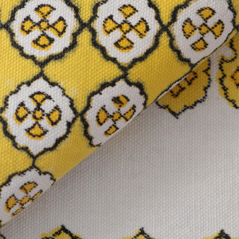 Block-Printed Cotton Dining Table Cloth, 60 x90, Yellow - Eyaas