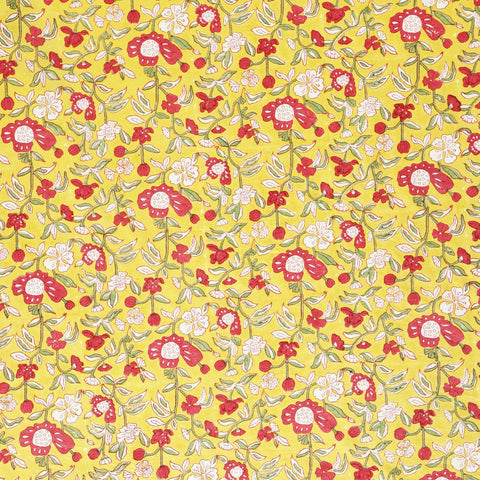 Block Printed King Size Cotton Duvet Cover, 90x108, Yellow - Eyaas