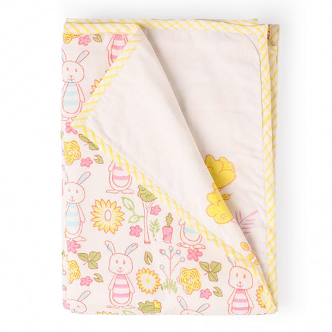 Bunny Block Printed Cotton AC Dohar for Kids - 60x40 - Eyaas