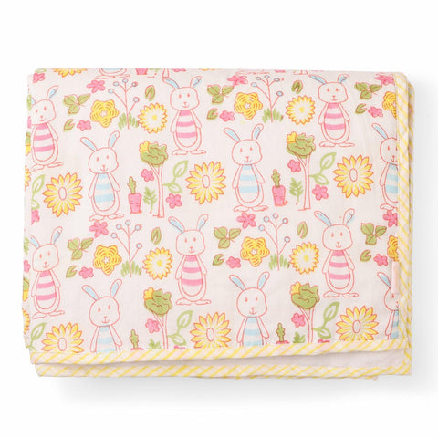 Bunny Block Printed Cotton AC Dohar for Kids - 60x40 - Eyaas