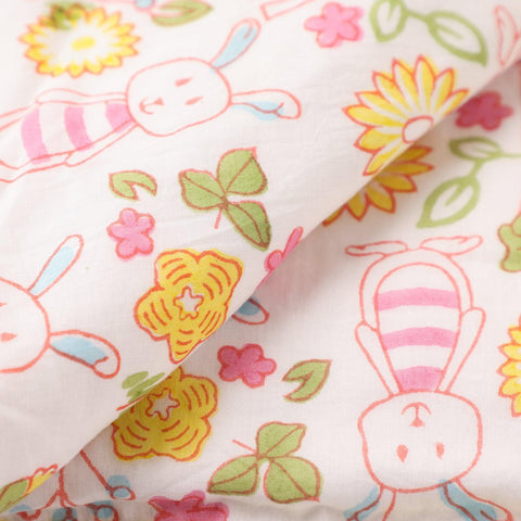 Bunny Block Printed Cotton AC Dohar for Kids - 60x40 - Eyaas