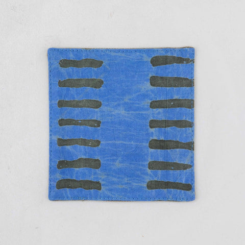 Fabric Coasters Set of 4, Blue & Green, Striped - Eyaas