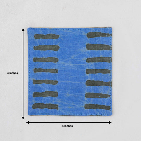 Fabric Coasters Set of 4, Blue & Green, Striped - Eyaas