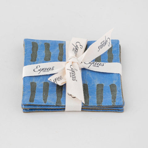 Fabric Coasters Set of 4, Blue & Green, Striped - Eyaas