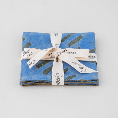 Fabric Coasters Set Blue & Green, Diagonal Striped - Eyaas