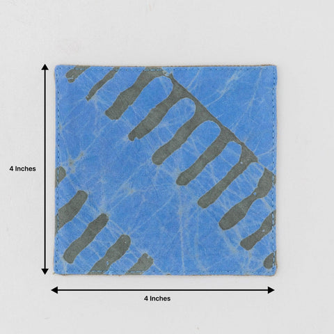 Fabric Coasters Set Blue & Green, Diagonal Striped - Eyaas