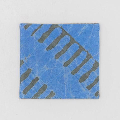 Fabric Coasters Set Blue & Green, Diagonal Striped - Eyaas