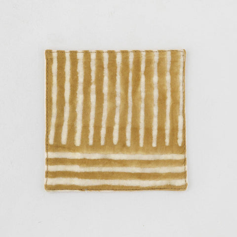 Muddy Green Striped Dabu Fabric Coasters 4x4 - Eyaas