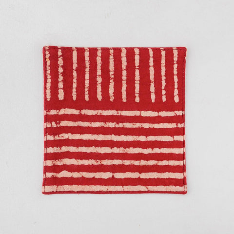 Dabu Fabric Coasters Set of 4, Striped Rust - Eyaas