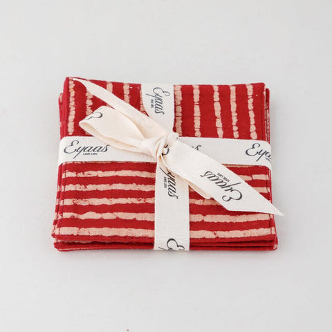 Dabu Fabric Coasters Set of 4, Striped Rust - Eyaas