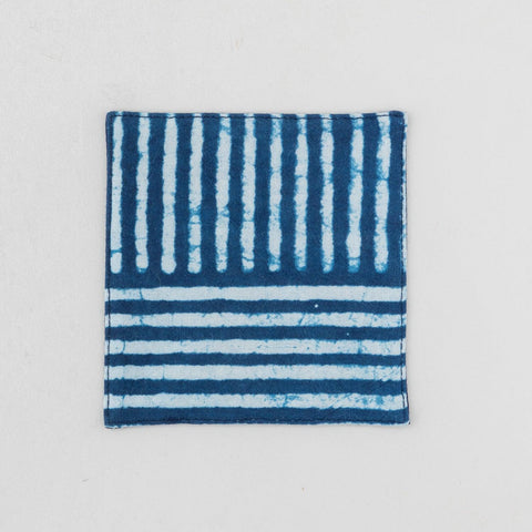 Dabu Fabric Coasters Set of 4, Striped Indigo - Eyaas
