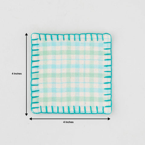 Fabric Coasters in Blue, Turquoise, Green - 4x4 - Eyaas