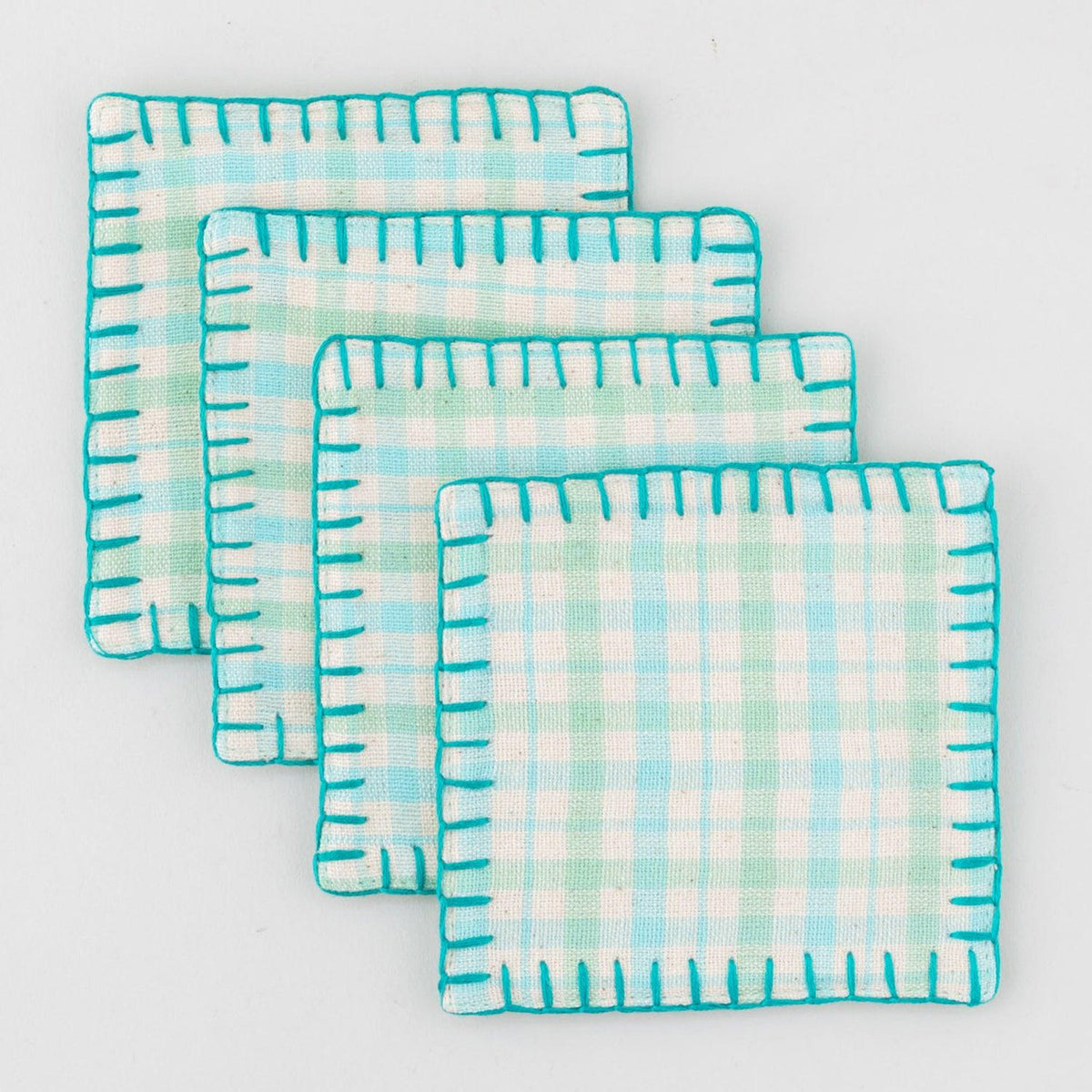 Fabric Coasters in Blue, Turquoise, Green - 4x4 - Eyaas