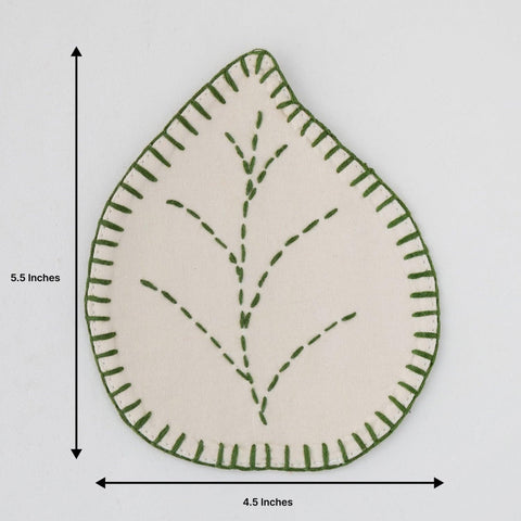 Leaf Shaped Sage Green Fabric Coasters Set of 4 - Eyaas