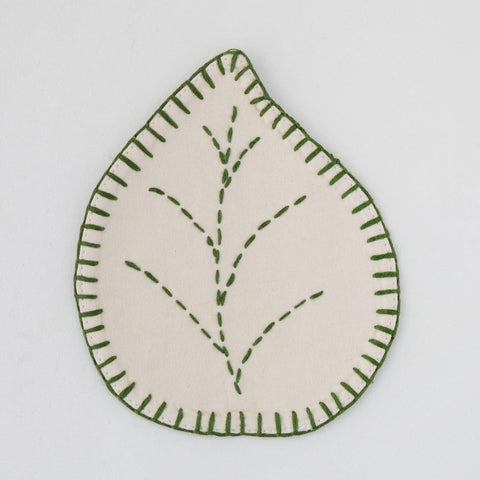 Leaf Shaped Sage Green Fabric Coasters Set of 4 - Eyaas