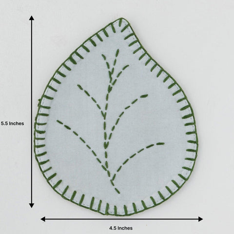 Leaf Shaped Mint Green Fabric Coasters Set of 4 - Eyaas