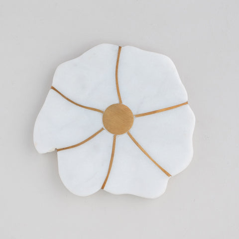 Marble with Brass Inlay Coasters-Set of 4