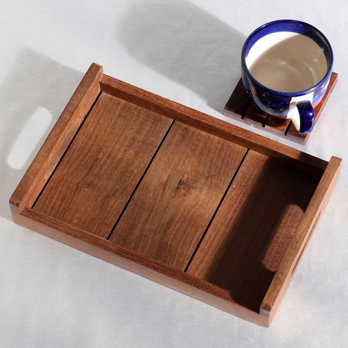 Striped Brown Sheesham Wood Tray