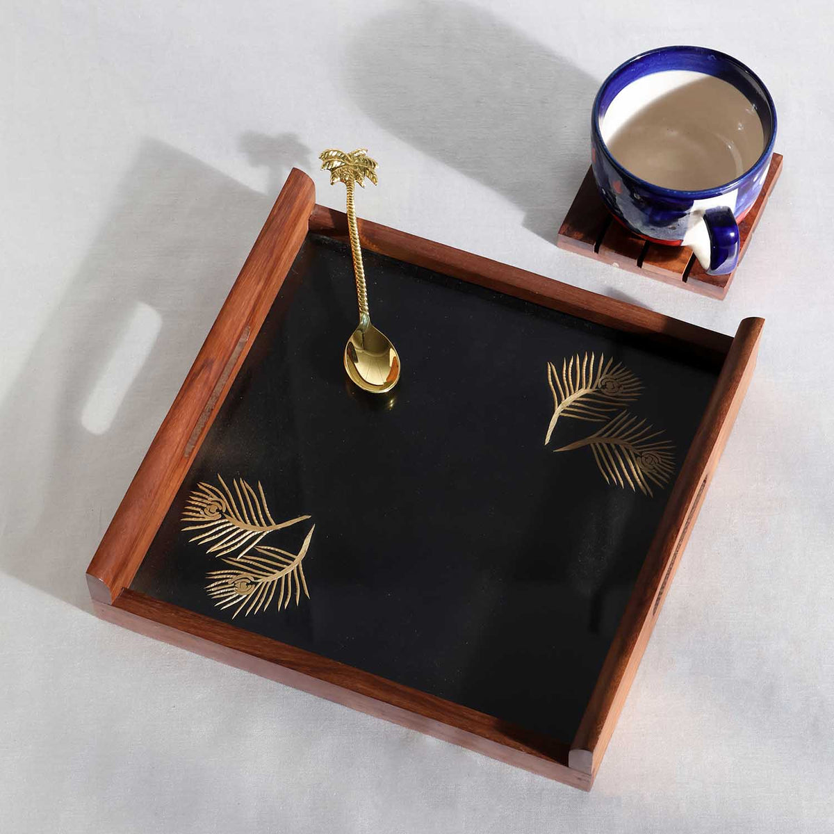 Sikki Grass Work Sheesham Wood Square Tray