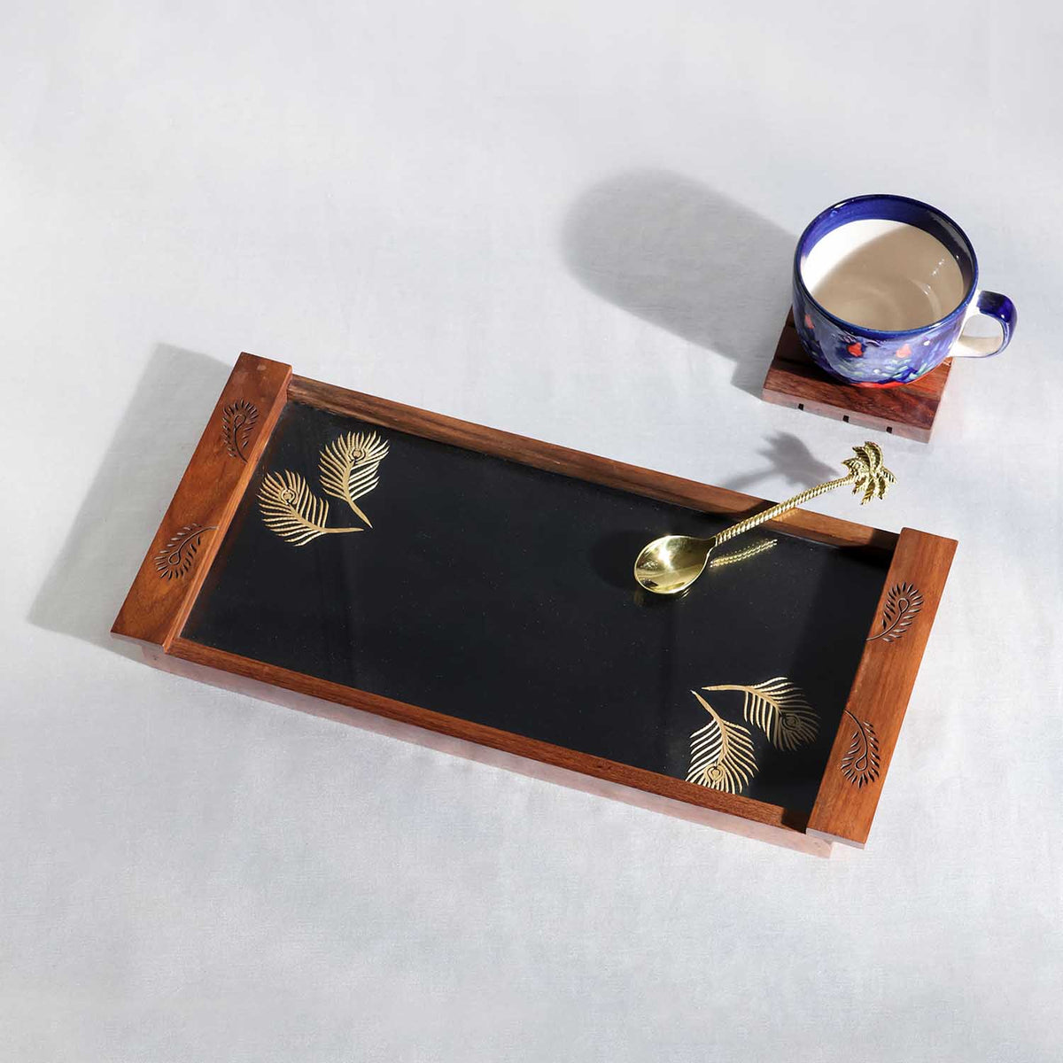 Sikki Grass Work Sheesham Wood Rectangular Tray