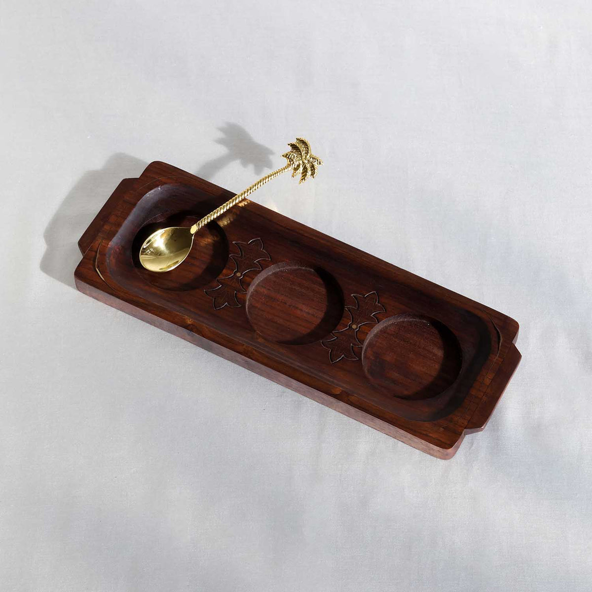 Three-Section Sheesham Wood Serving Tray
