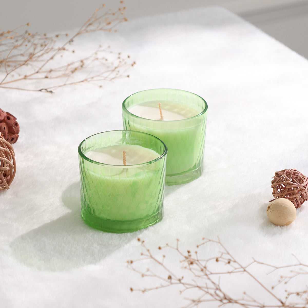 Green Apple Scented Green Candle Set of 2