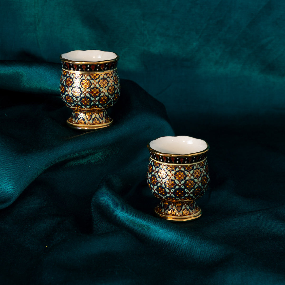 Thai Hand-Painted Ceramic Egg Cups Set of 2