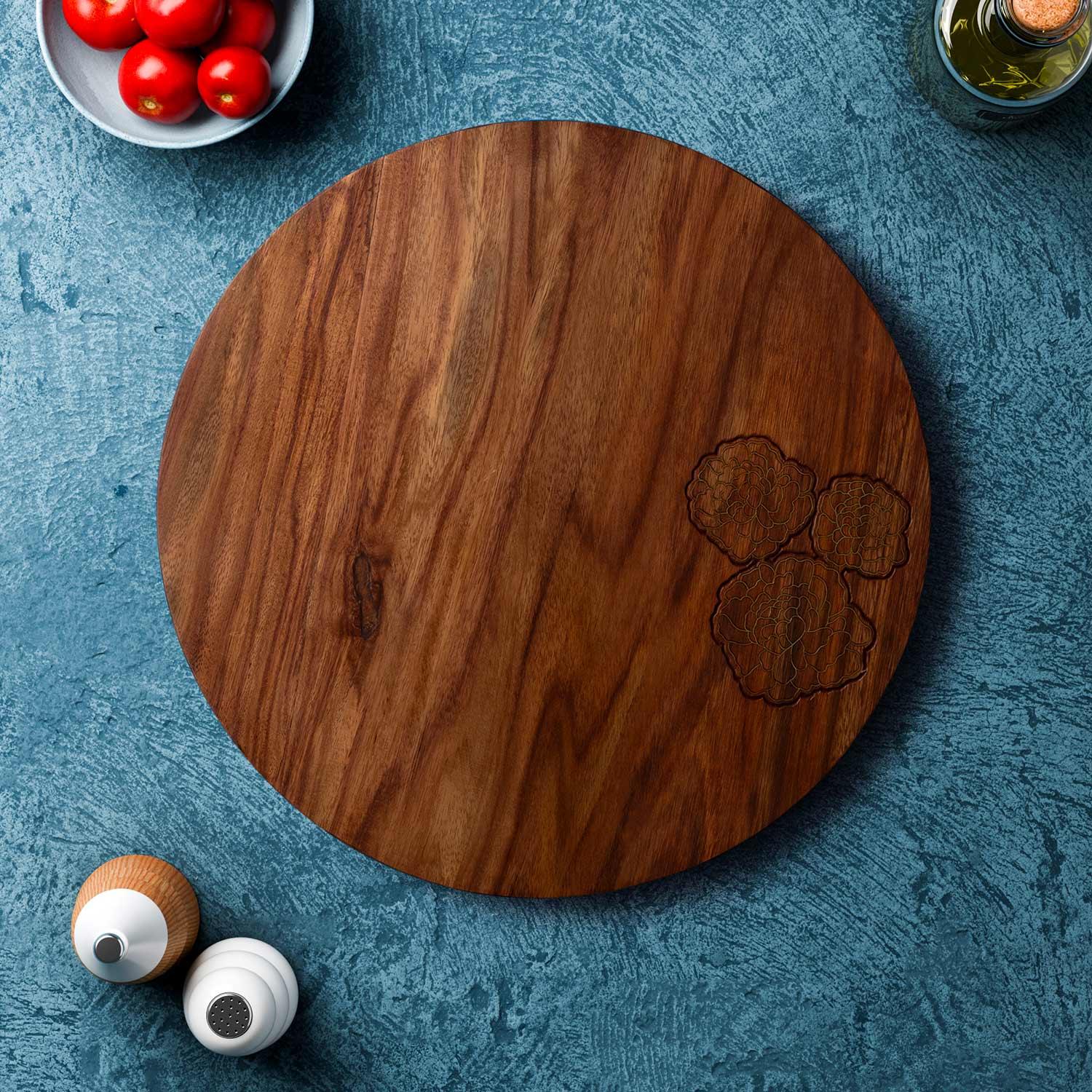 RoseWood with Brass Inlay Trivet / Placemet Marigolds - Eyaas